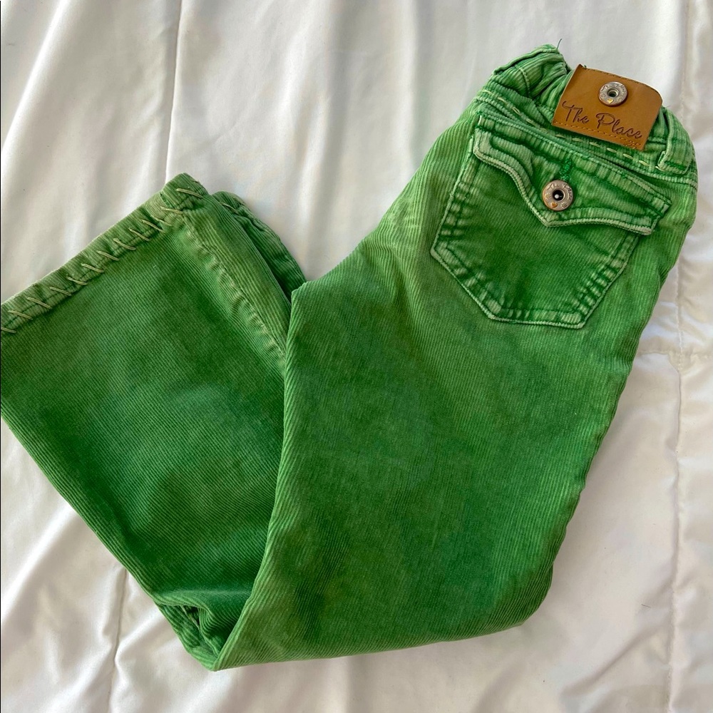 CP Girls Green Corduroy Flare Pants Sz 5